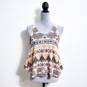 Boho Cream Multicolor Knit Tank Top